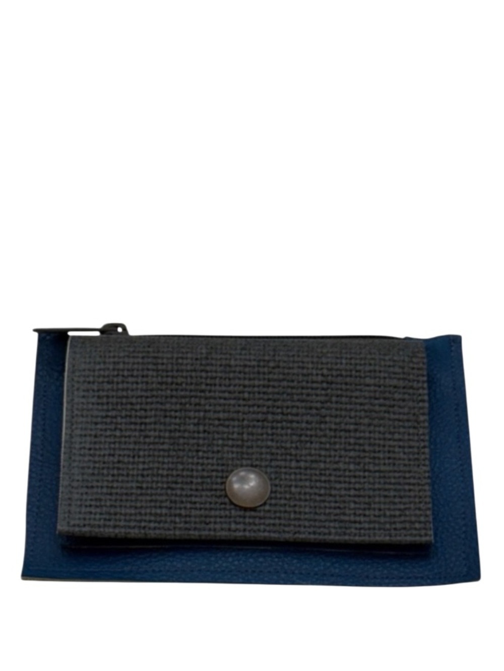 BUTTERY SOFT - BLUE GRAY PEBBLED LEATHER ZIP POUCH SNAP WALLET